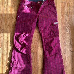 Roxy Pink Plaid Ski / Snowboard / Snow Pants